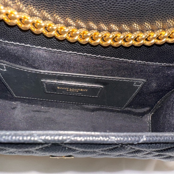 Authentic Like-new YSL quilted grain envelope leather bag - Picture 8 of 9